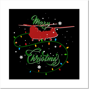 CH-47 Chinook Merry Christmas T-Shirt Posters and Art